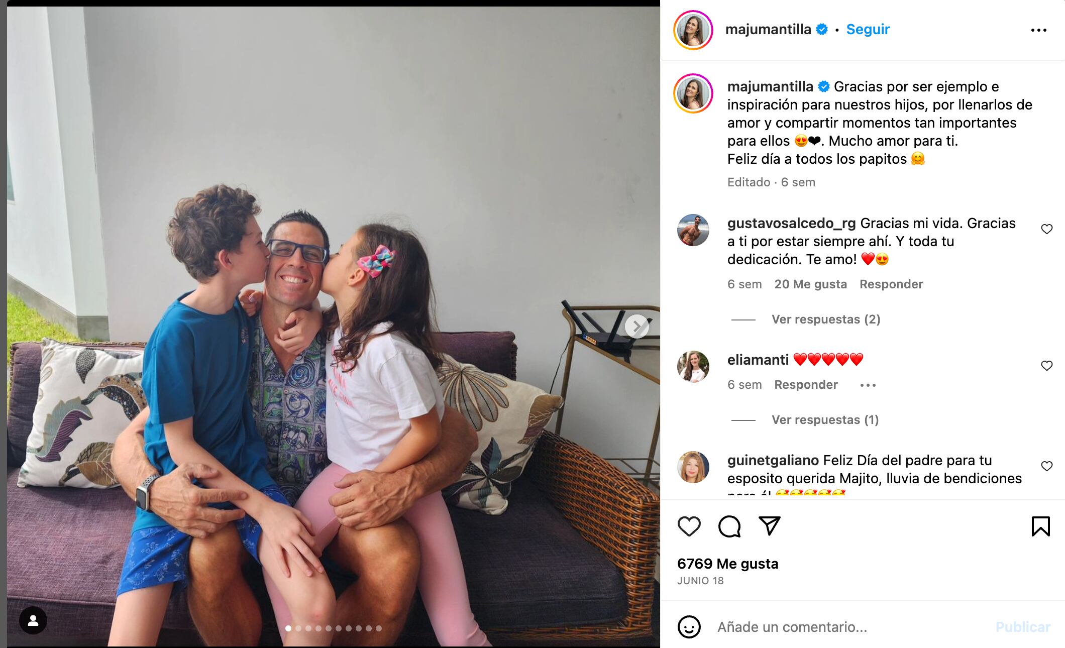 Maju Mantilla le dedica mensaje amoroso a su esposo Gustavo Salcedo