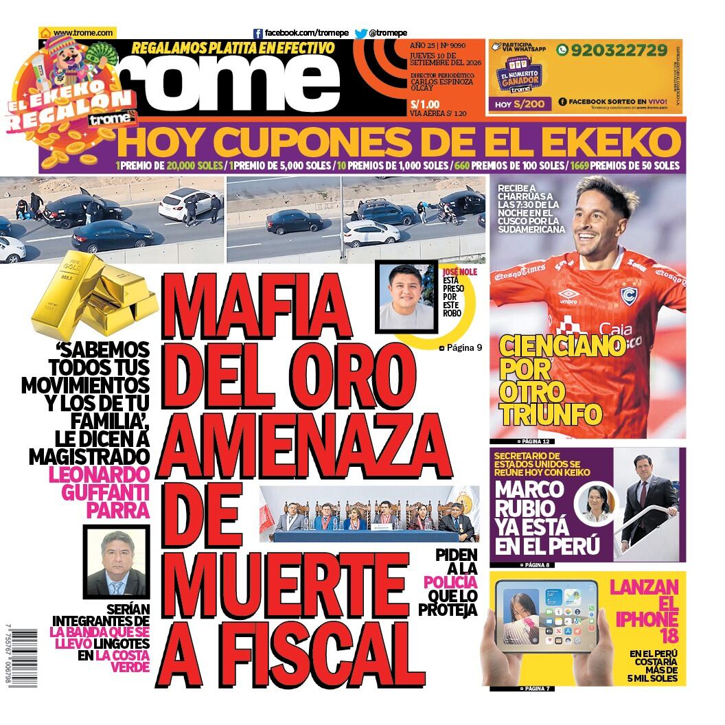 MAFIA DEL ORO AMENAZA DE MUERTE A FISCAL