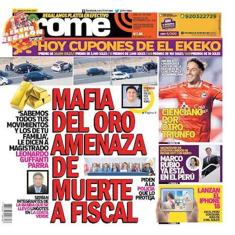 MAFIA DEL ORO AMENAZA DE MUERTE A FISCAL