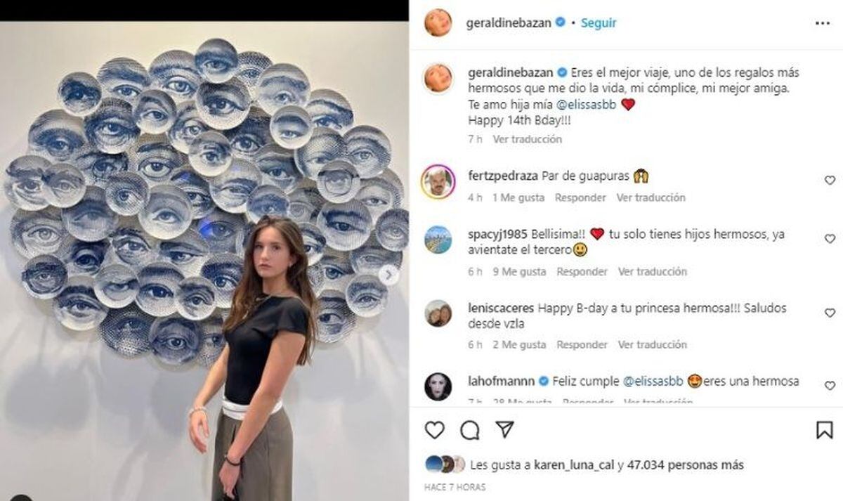 La publicación de Geraldine (Foto: Geraldine Bazán / Instagram)