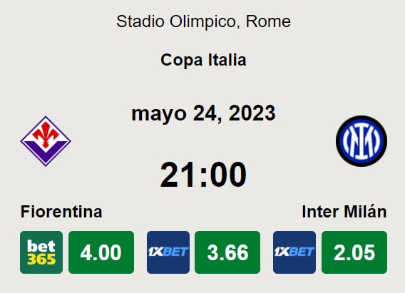Inter vs Fiorentina se enfrentan este miércoles por la Copa Italia. Foto: Captura.