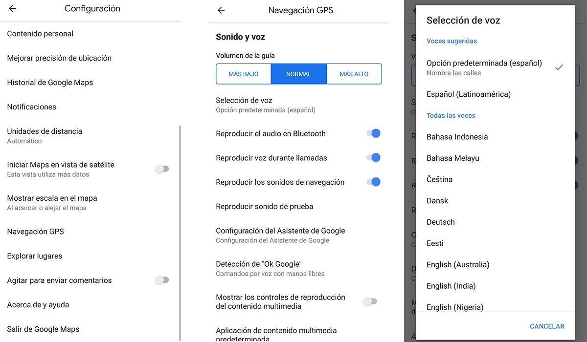 Una de las cosas que debes realizar para cambiar la voz de Google Maps es ir a Ajustes. (Foto: Google)