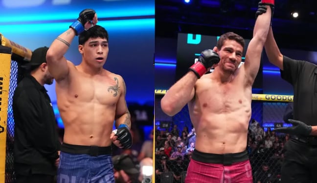 Piero Guaylupo e Ian Escuza dejaron en lo más alto la bandera del Perú en DWCS. (@ufcespanol)