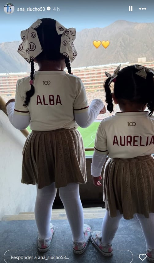 Ana Siucho llevó a sus hijas al Estadio Monumental para ver a su papá Edison Flores enfrentando a Palmeiras.