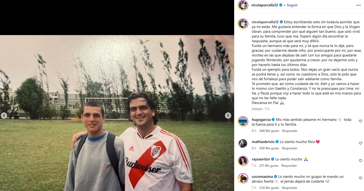 Nicola Porcella conmueve al despedirse de su primo con emotivo mensaje.