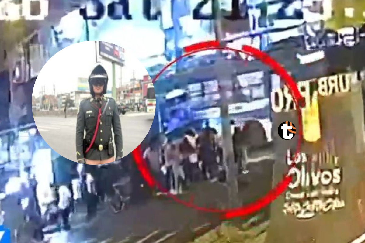 Policía atropellado por dos buses en Los Olivos.