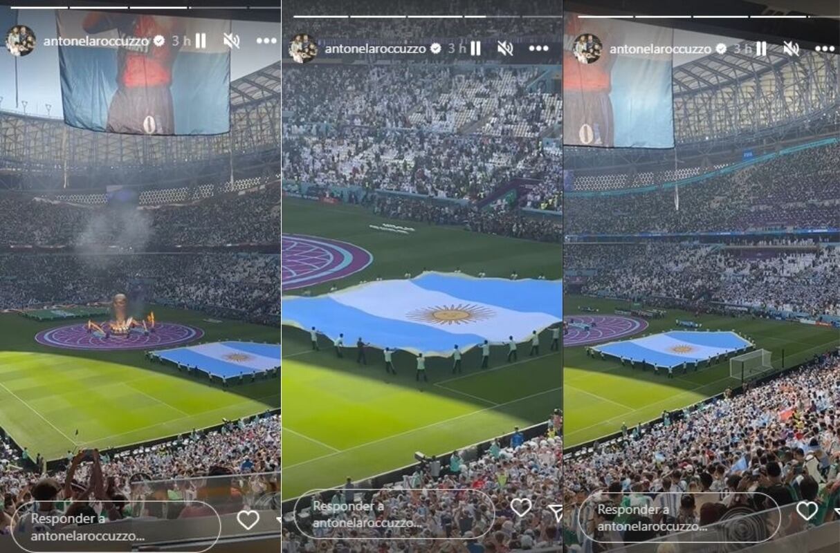 Antonela Rocuzzo también asistió al estadio Lusail de Qatar para el debut de la 'albiceleste' en el Mundial. (Foto: Instagram)