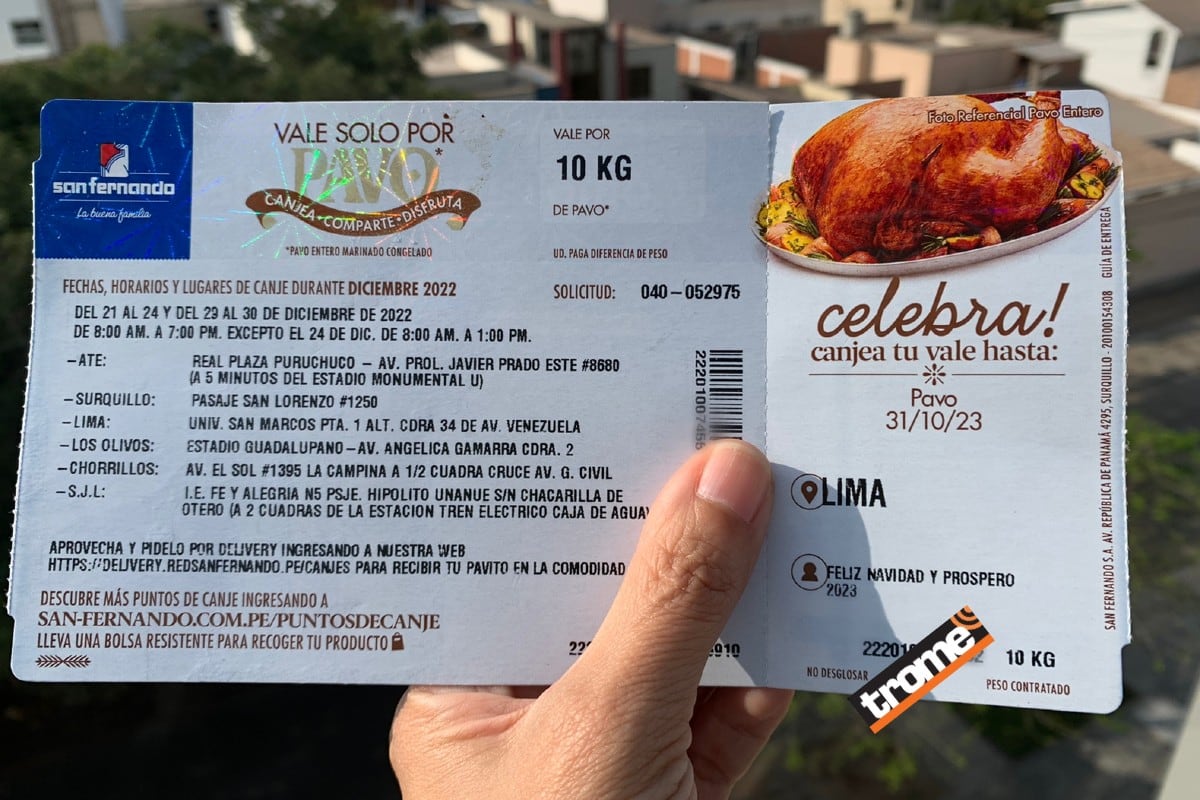 Revise los elementos de seguridad de su vale de pavo y realice su canje sin inconvenientes. (I. Medina / Trome / San Fernando)