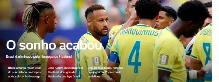 Prensa brasileña lamentó el final del sueño por la sexta (Foto: @Oglobo)