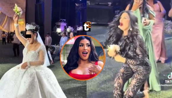 TROME - Michelle Soifer se lanza por bouquet en boda y termina en el suelo: “Si el ramo no viene a mí, yo voy...”