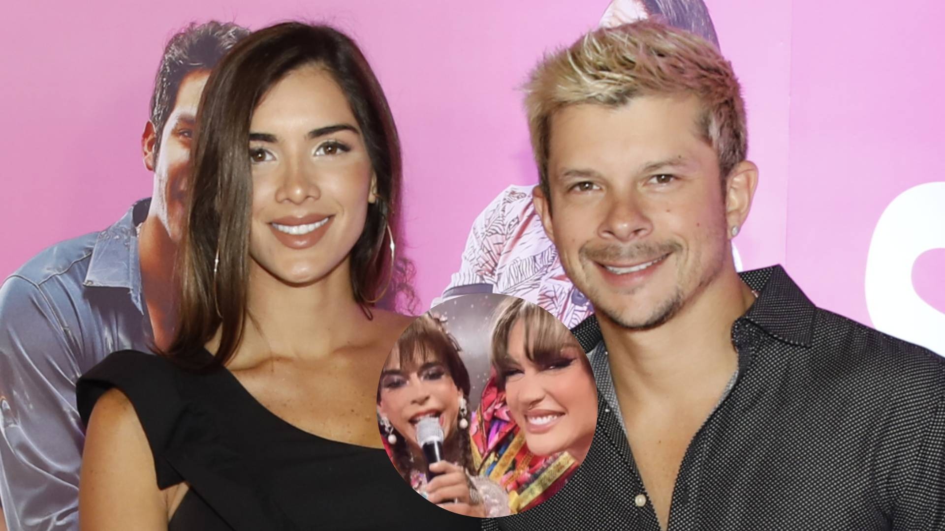 Mario Hart y Korina Rivadeneira se cruzan con Leslie Shaw en alfombra roja de la película de Ernesto Pimentel.