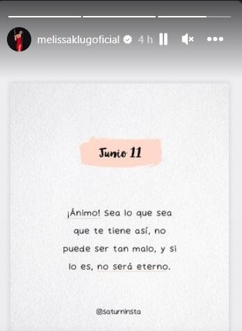 Melissa Klug y su mensaje de reflexión tras la nueva crisis de Samahara y Youna. (Foto: @melissaklugoficial).