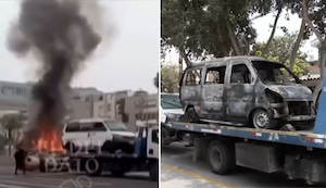 San Borja: Conductor incendia su miniván para evitar que la ATU la lleve al depósito