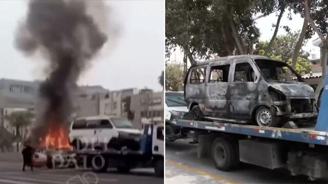 San Borja: Conductor incendia su miniván para evitar que la ATU la lleve al depósito