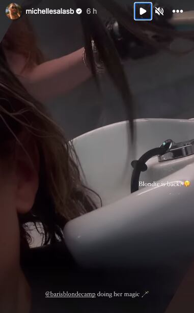 Historias de Instagram de Michelle Salas mostrando su proceso de coloración (Foto: Michelle Salas / Instagram)