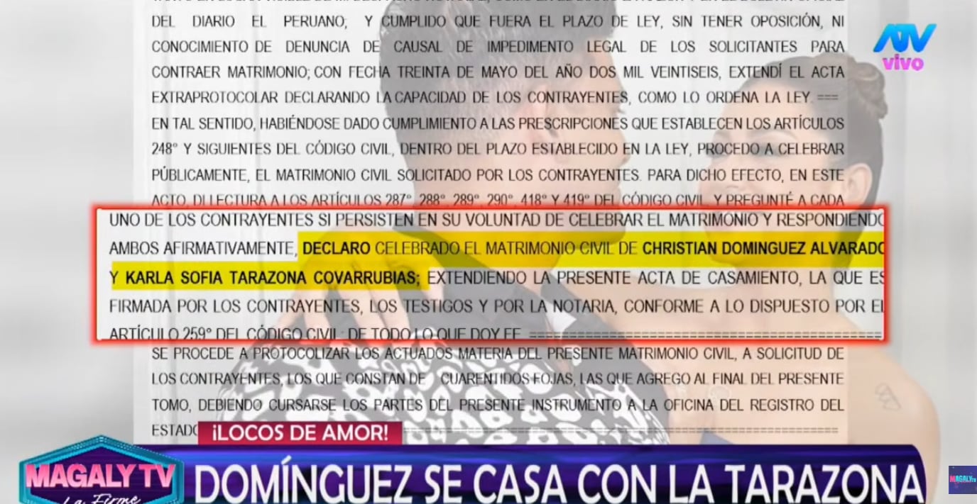 Magaly Medina indicó que el acta de casamiento es un documento formal y serio.