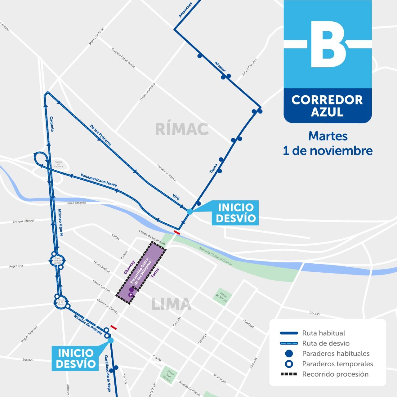 Servicios de transporte público desviarán su ruta durante el último recorrido procesional del Señor de los Milagros. Foto: ATU