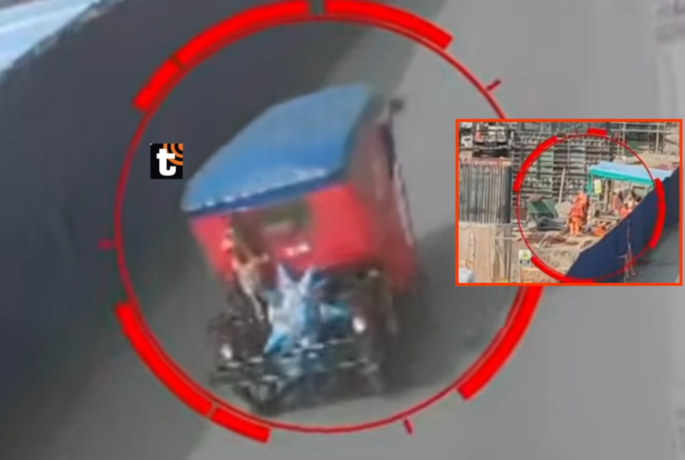 Cámara de seguridad registró cómo desde una mototaxi lanzaron una granada a obra pública en San Juan de Lurigancho.