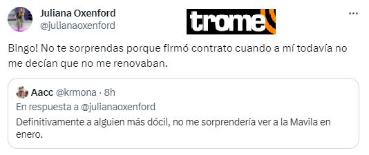 Juliana Oxenford ataca a Mávila Huertas.