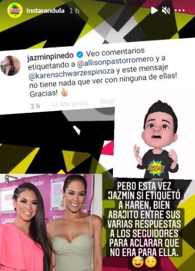 Jazmín Pinedo aclara que su post de ‘mujeres patéticas’ no es para Allison Pastor ni Karen Schwarz