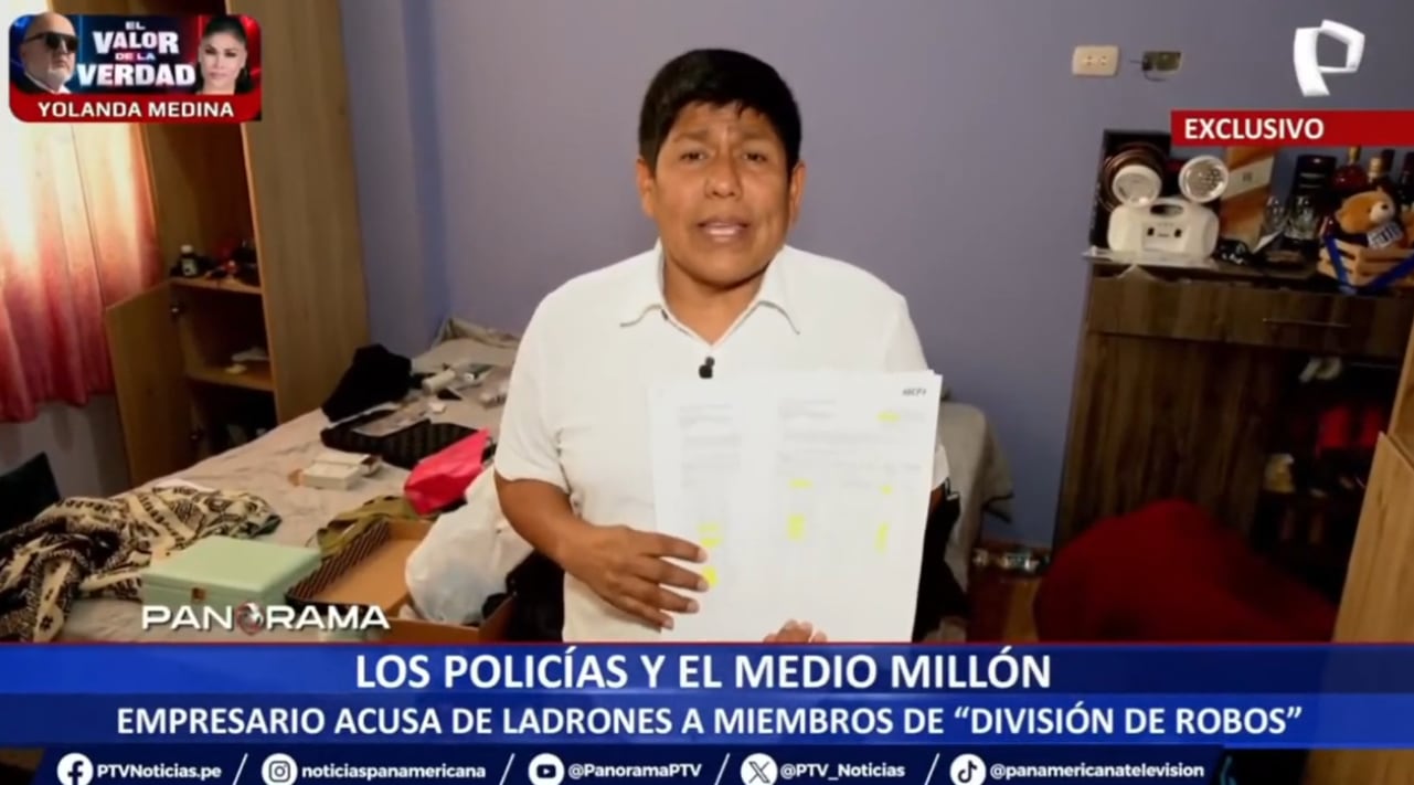 Empresario José Antonio Muchaipiña denuncia que policías de la PNP le robaron medio millón de soles en operativo dentro de su casa en Huacho.