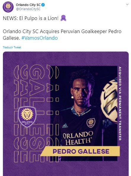 El anuncio de Pedro Gallese como nuevo jugador de Orlando City.