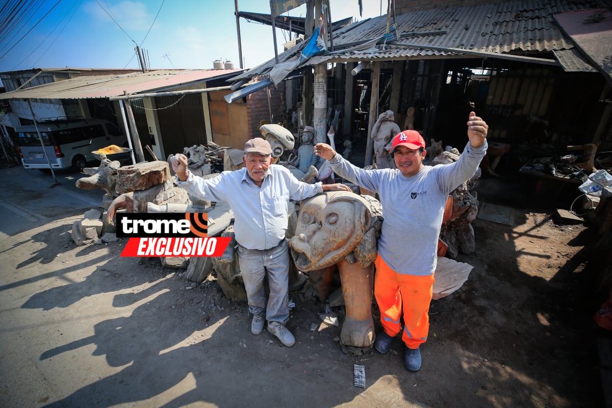 Escultor Antonio Pareja y su hijo Martín. Foto: César Bueno