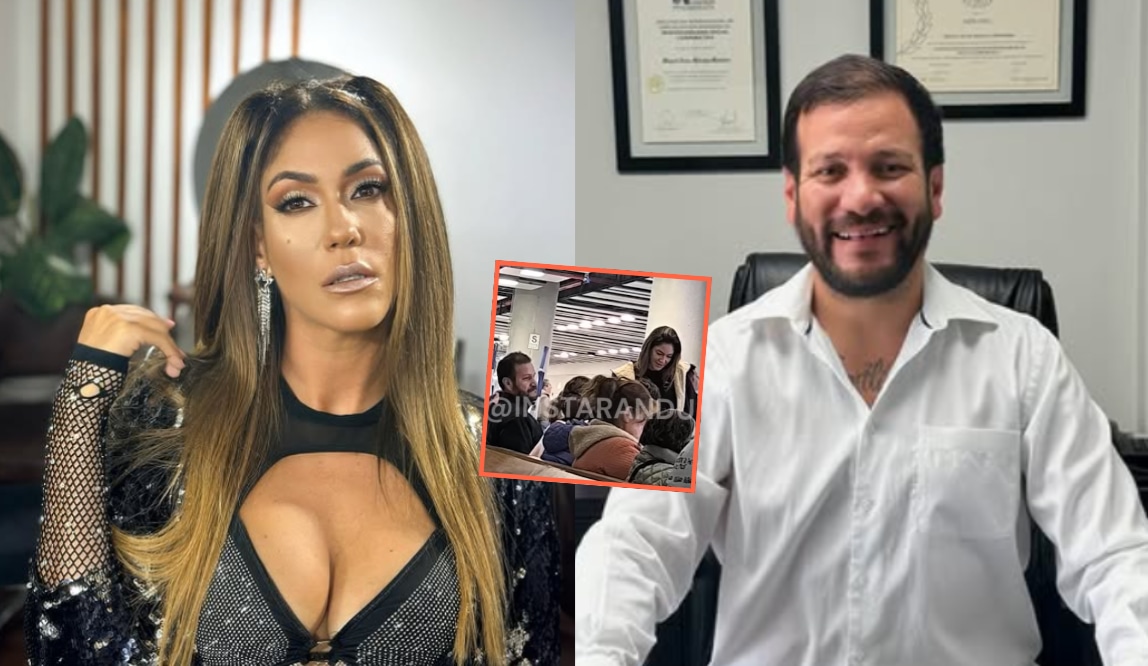 Tilsa Lozano y Miguel Hidalgo juntos en el aeropuerto.