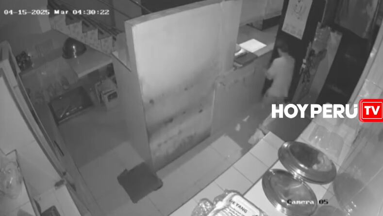 Cámaras de seguridad captaron al delincuente intentando abrir la caja de la pollería.