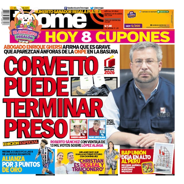 Portada Trome sábado 18 de abril de 2026