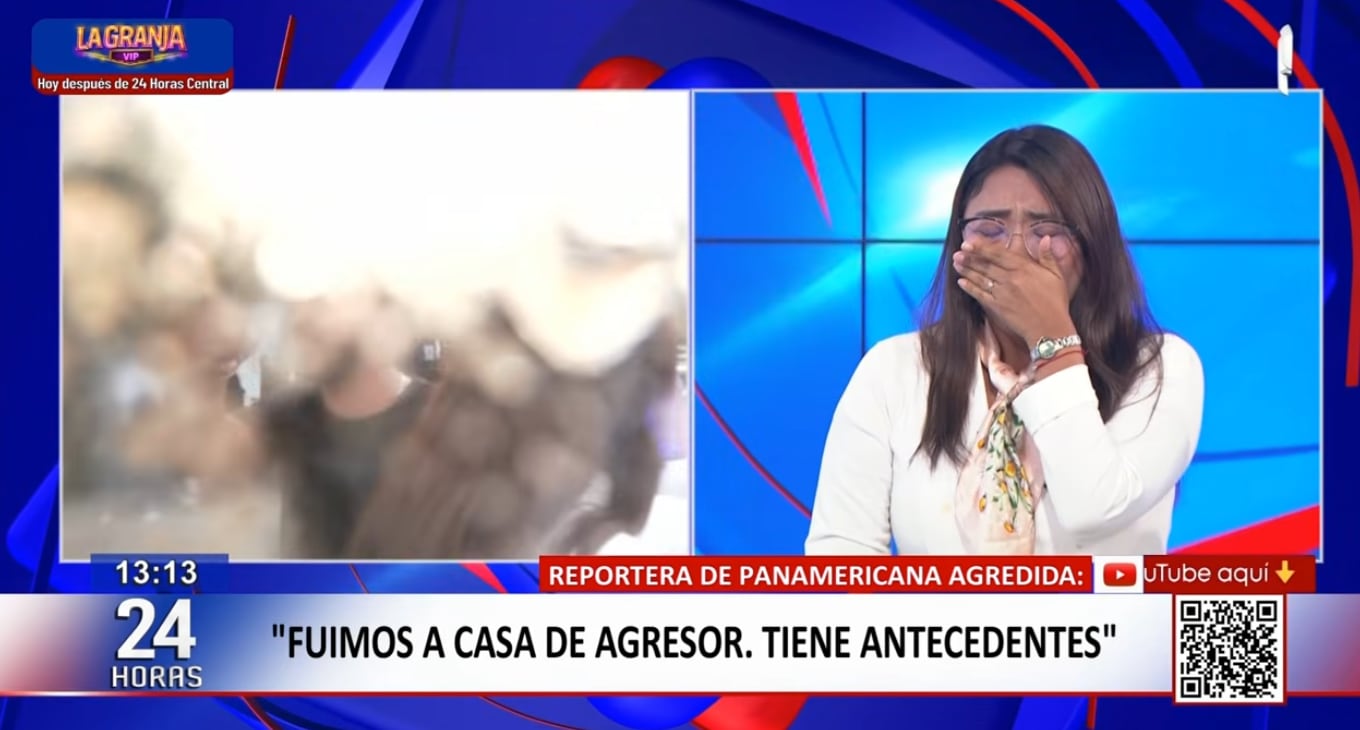 Reportera de Panamericana Televisión llora tras agresión sufrida por sujeto durante comisión en el Día del Trabajador.