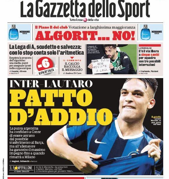 La portada de La Gazzetta dello Sport.