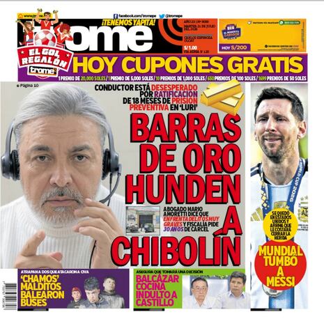 BARRAS DE ORO HUNDEN A CHIBOLÍN