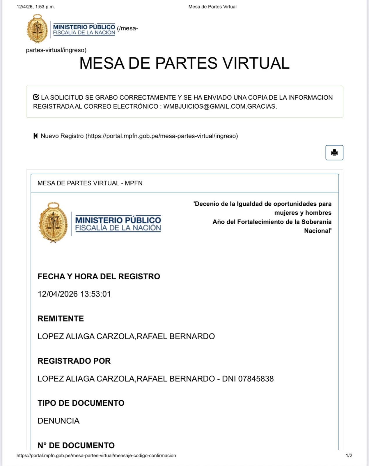 Denuncia penal contra Piero Corvetto