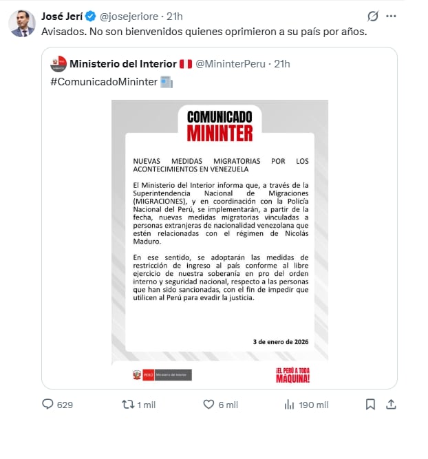 Migraciones restringirá el ingreso de personas relacionadas al régimen de Nicolás Maduro.