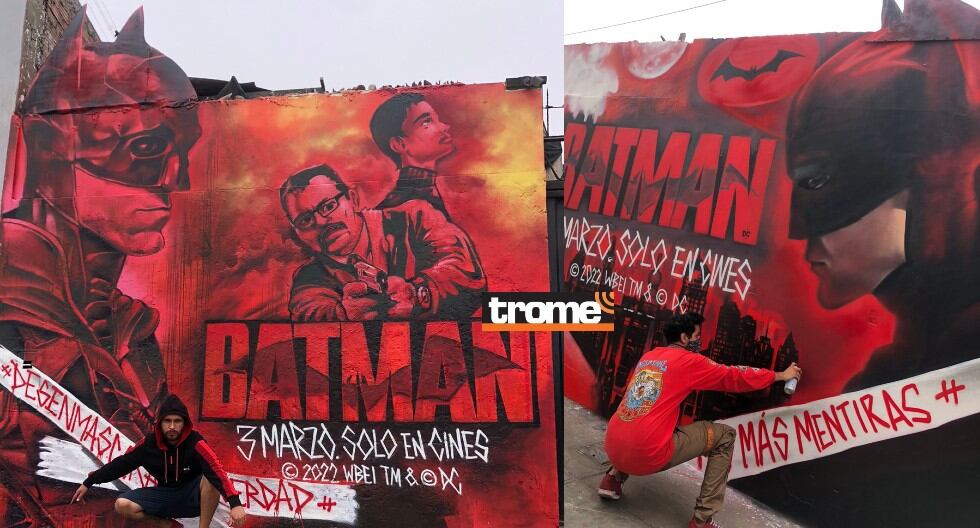 Artistas grafiteros del Perú brillan ante Warner Bros y realizan mural por estreno de 'The Batman'. (Isabel Medina - Trome / N2S Crew).