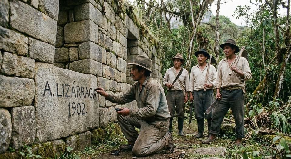 Inscripción dejada por Agustín Lizárraga en julio de 1902, nueve años antes de que llegara el explorador estadounidense.