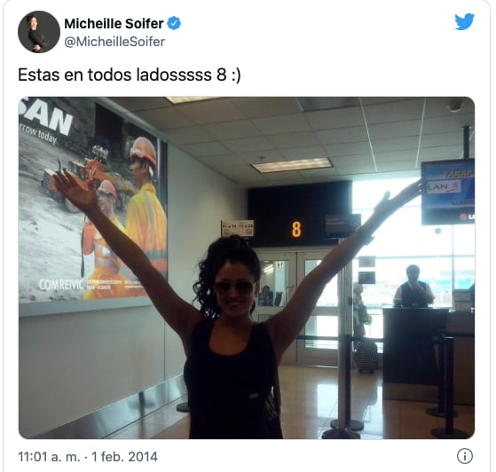 Los mensajes que enviaba Michelle Soifer a través de imágenes en su cuenta de Twitter, refiriéndose al ‘8′, número de camiseta del jugador.