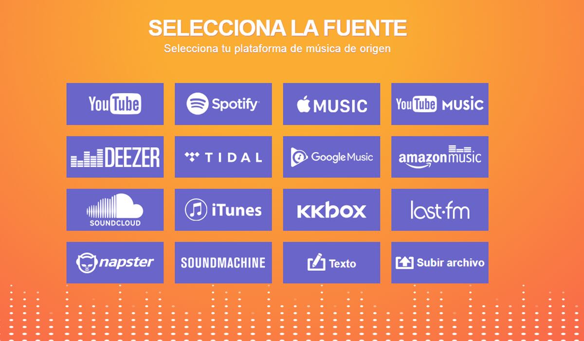 tunemymusic.com te ofrece diversas plataformas para que puedas mover tus playlist a donde desees. (Foto: Captura)