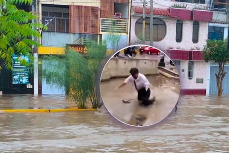 ¡Arriesgó su vida! Adulta mayor cayó a zanja cubierta por agua tras torrencial lluvia en Piura