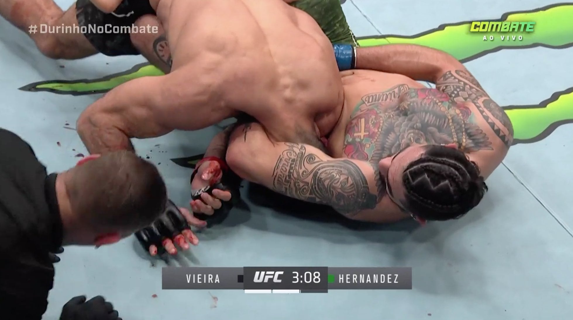 El multicampeón de BJJ Rodolfo Vieira no pudo escapar de una guillotina. (Captura TV)