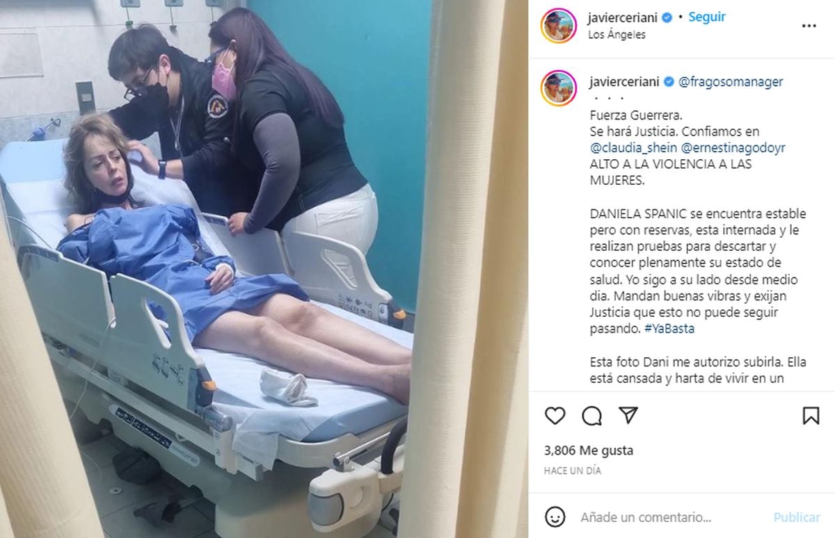 Daniela Spanic siendo atendida tras ser golpeada en la calle (Foto: Javier Ceriani / Instagram