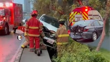 ¡Casi cae a la Vía Expresa! Auto embiste por detrás a taxi en San Isidro y deja pasajera herida