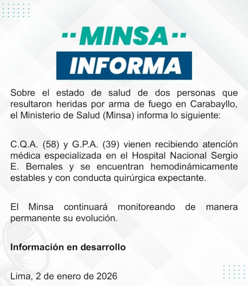 El Ministerio de Salud informó sobre el estado de salud de los dos músicos heridos.