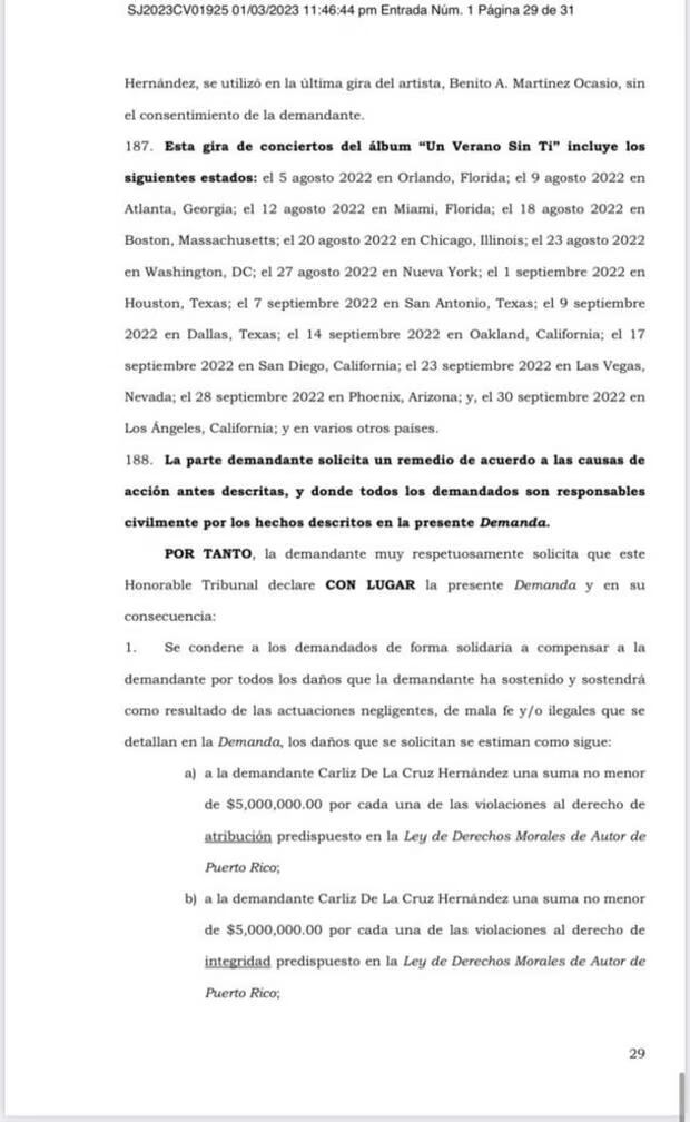 Exnovia de Bad Bunny lo demanda por 40 millones de dólares. Foto: Jay Fonseca