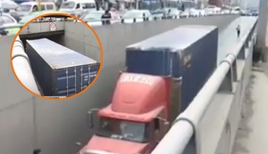 Chofer imprudente choca su camión contra puente tras intentar pasar por bypass en SJM