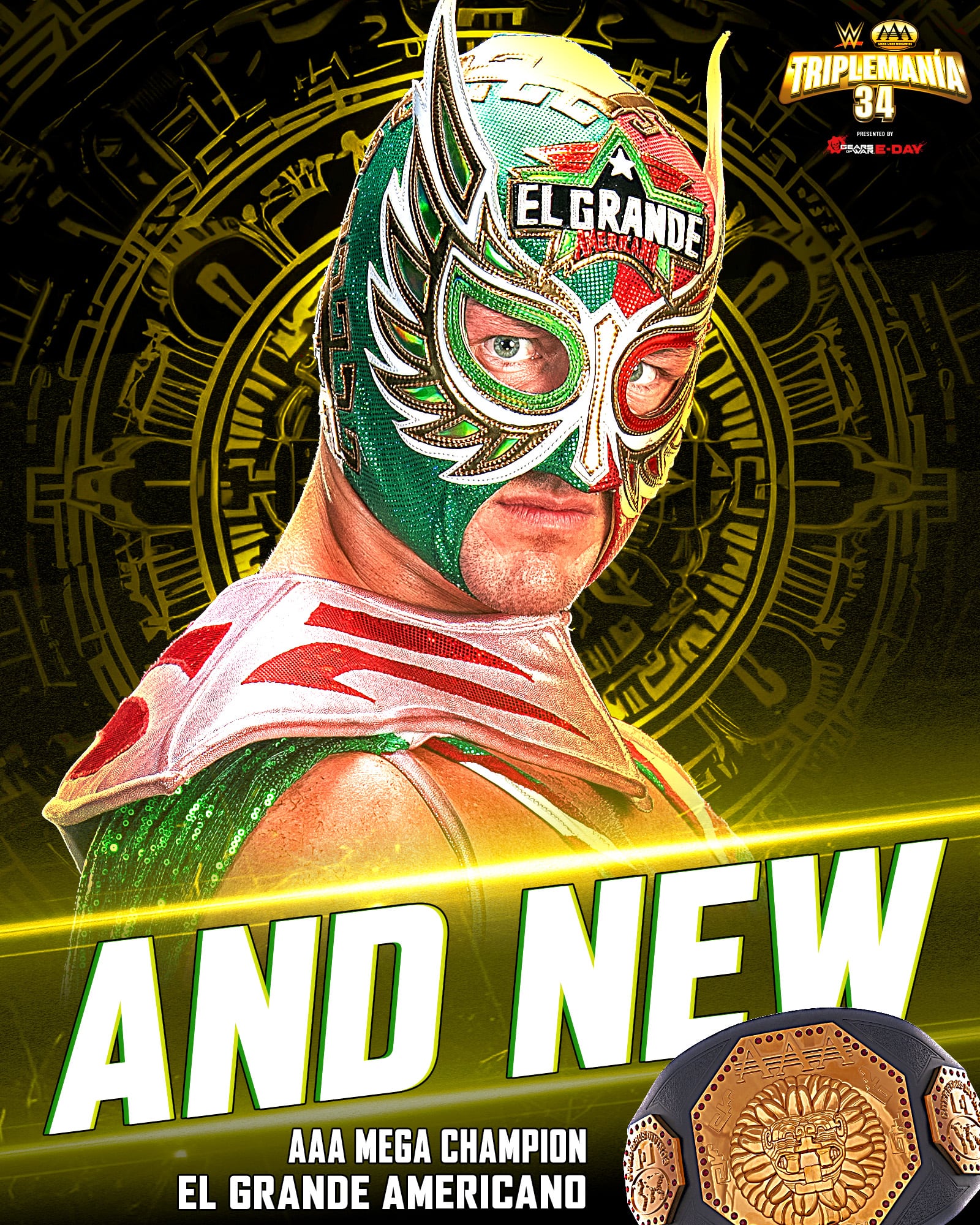 El Grande Americano es el nuevo Megacampeón de Lucha Libre AAA. (WWE)