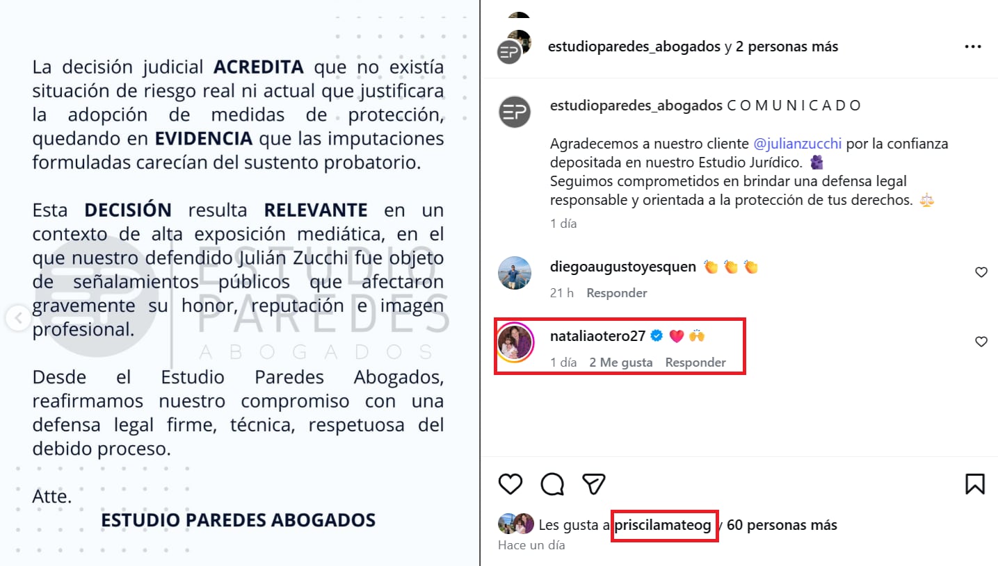 Natalia Otero y Priscila Mateo celebraron resolución del juzgado a favor de Julián Zucchi.