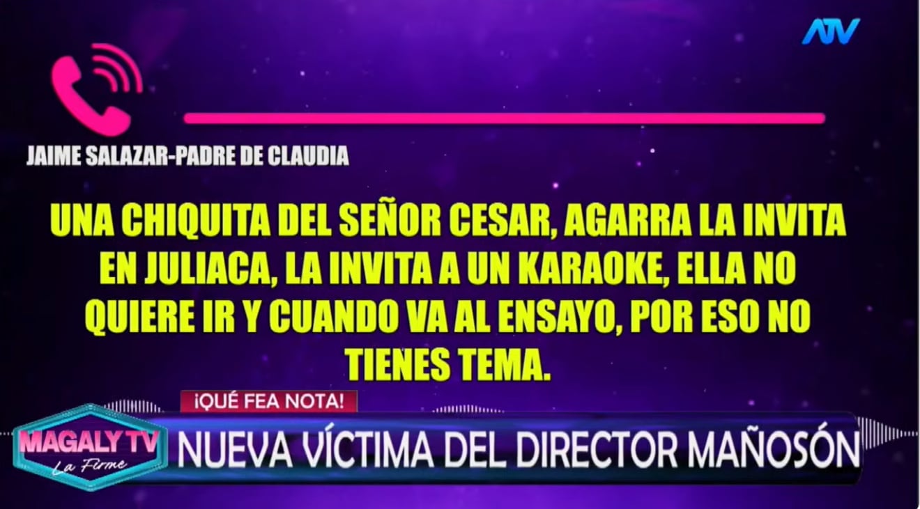 Claudia Salazar revela audio que confirma que Óscar Custodio, dueño de La Bella Luz, sabía del acoso que sufría de César Sánchez.