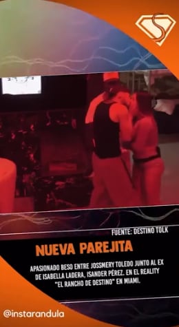 Jossmery Toledo y el influencer Isander Pérez se dan apasionado beso en el reality 'El rancho de Destino'.